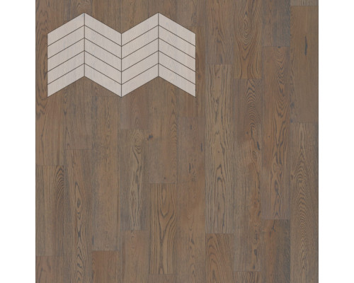 Паркет Елка Французская Lab Arte Chevron Дуб Рустик Грис лак 400/348х90х14/3/60°
