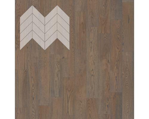 Паркет Елка Французская Lab Arte Chevron Дуб Селект Грис лак 600/450х150х14/3/45°

