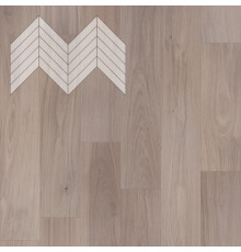 Паркет Елка Французская Lab Arte Chevron Дуб Селект Чегет белый лак 600/510х90х14/3/45°
