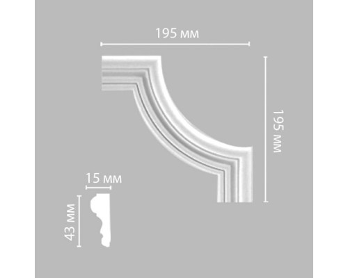 Угловой элемент DECOMASTER 97154-2 195x195x17 мм 97154-2