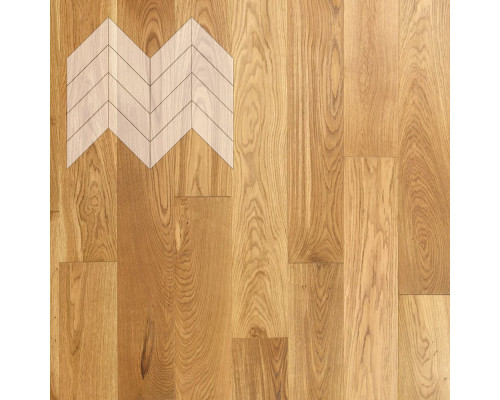 Паркет Елка Французская Lab Arte Chevron Дуб Селект лак 600/450х150х14/3/45°
