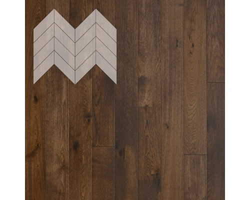 Паркет Елка Французская Lab Arte Chevron Дуб Натур Коньяк лак 600/450х150х14/3/45°
