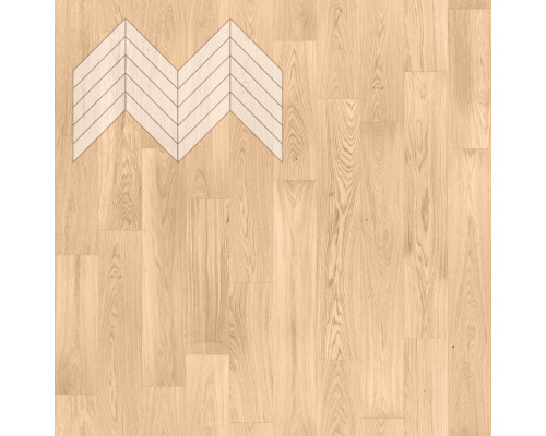 Паркет Елка Французская Lab Arte Chevron Дуб Селект Блонд лак 600/510х90х14/3/45°
