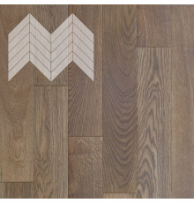 Паркет Елка Французская Lab Arte Chevron Дуб Селект Гамлет лак 600/490х110х14/3/45°
