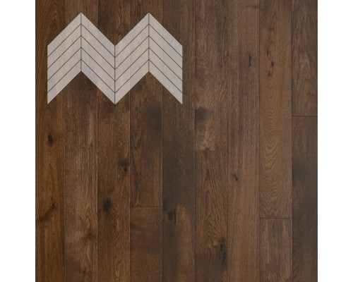 Паркет Елка Французская Lab Arte Chevron Дуб Селект Коньяк лак 600/510х90х14/3/45°
