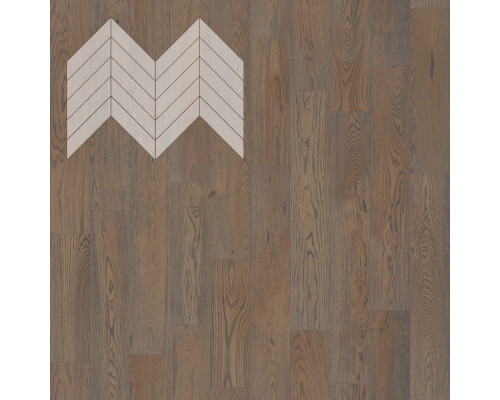 Паркет Елка Французская Lab Arte Chevron Дуб Рустик Грис лак 600/490х110х14/3/45°

