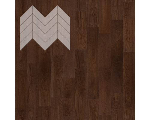 Паркет Елка Французская Lab Arte Chevron Дуб Рустик Бронза лак 600/450х150х14/3/45°
