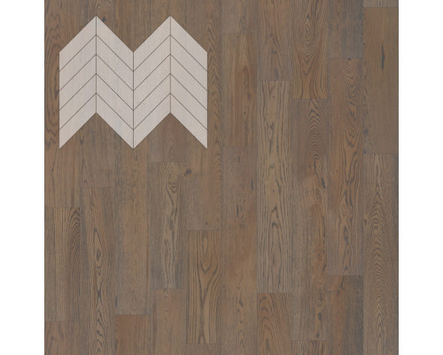 Паркет Елка Французская Lab Arte Chevron Дуб Рустик Грис лак 600/475х125х14/3/45°
