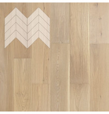 Паркет Елка Французская Lab Arte Chevron Дуб Селект Чегет белый лак 600/450х150х14/3/45°
