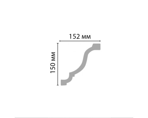 Плинтус потолочный гладкий Decomaster 150х152х2400 мм 96267