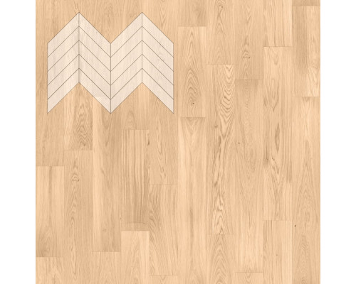 Паркет Елка Французская Lab Arte Chevron Дуб Натур Блонд лак 600/490х110х14/3/45°
