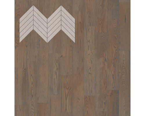 Паркет Елка Французская Lab Arte Chevron Дуб Селект Грис лак 600/510х90х14/3/45°
