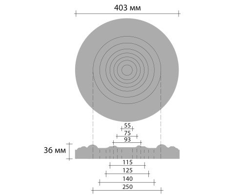 Розетка потолочная DECOMASTER DM-0402 (d нар. 403, d вн.50, h=36мм)
