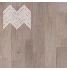 Паркет Елка Французская Lab Arte Chevron Дуб Селект Чегет белый лак 600/475х125х14/3/45°
