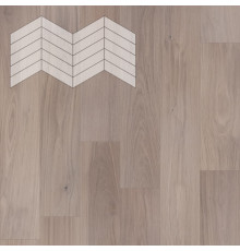 Паркет Елка Французская Lab Arte Chevron Дуб Селект Чегет белый лак 400/348х90х14/3/60°
