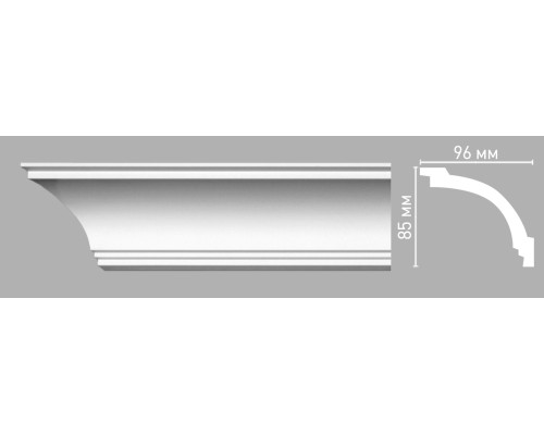 Плинтус потолочный гладкий Decomaster 85х96х2400 мм 96262
